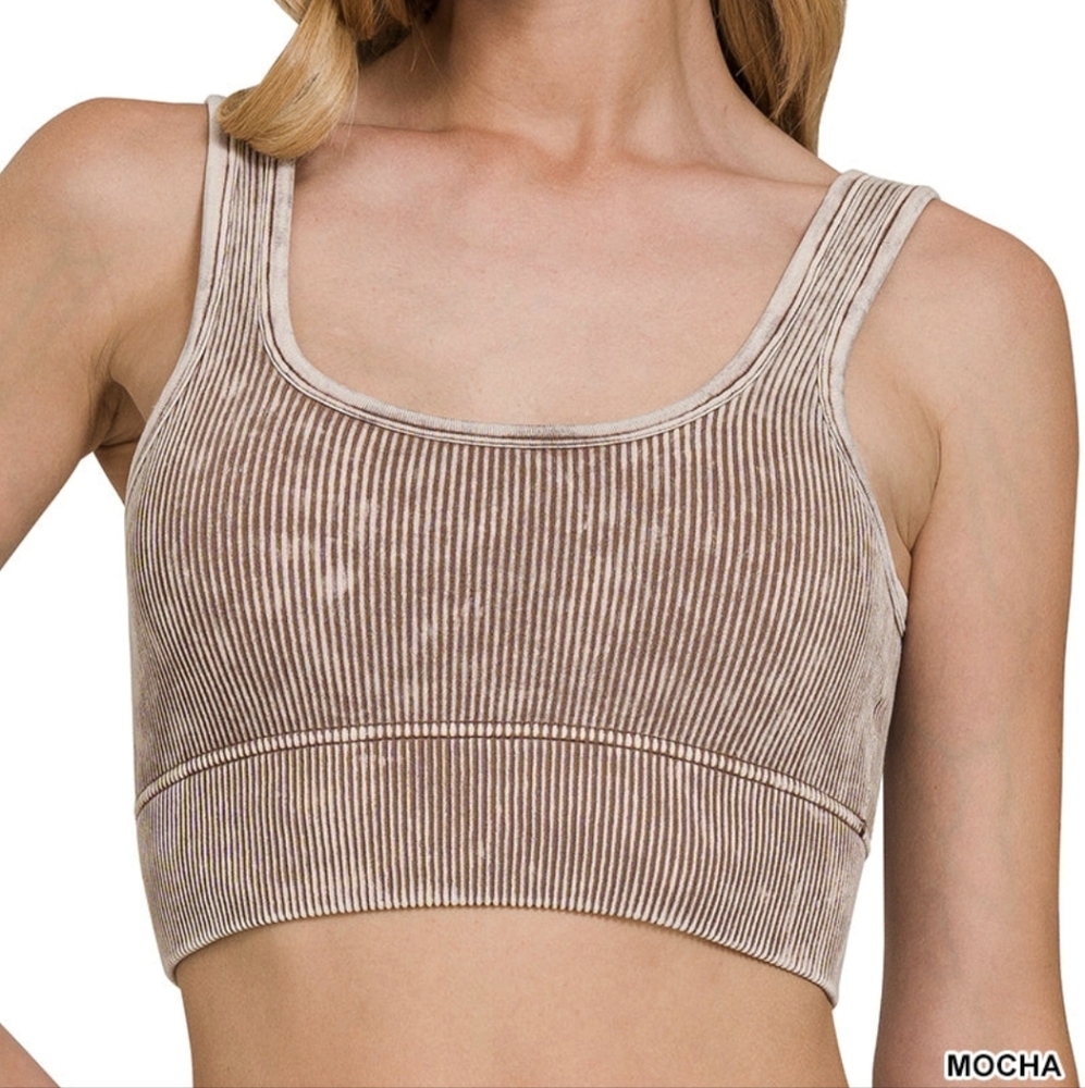 Mocha Ribbed Sports Bra